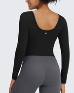 G4Free - BareFeel Slim Scoop Neck Open Back Long Sleeve -GF24B233AA-S-GF24B233AB-M-GF24B233AC-L-GF24B233AD-XL-GF24B233AF-XS