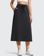 G4Free - Smoofit Midi Drawstring A-line Maxi Long Skirt -GF25S706A001A-S-GF25S706A001B-M-GF25S706A001C-L-GF25S706A001D-XL-GF25S706A001F-XS