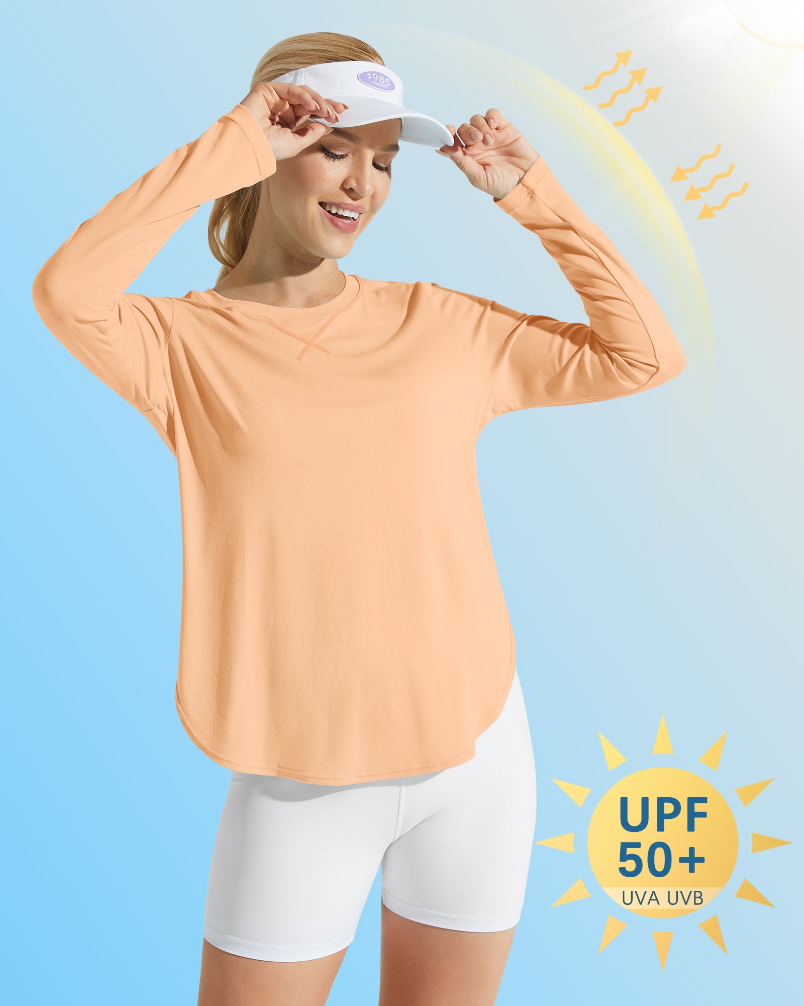 G4Free Activewear Scoop Neck UV Sun Workout Long Sleeve Tops 