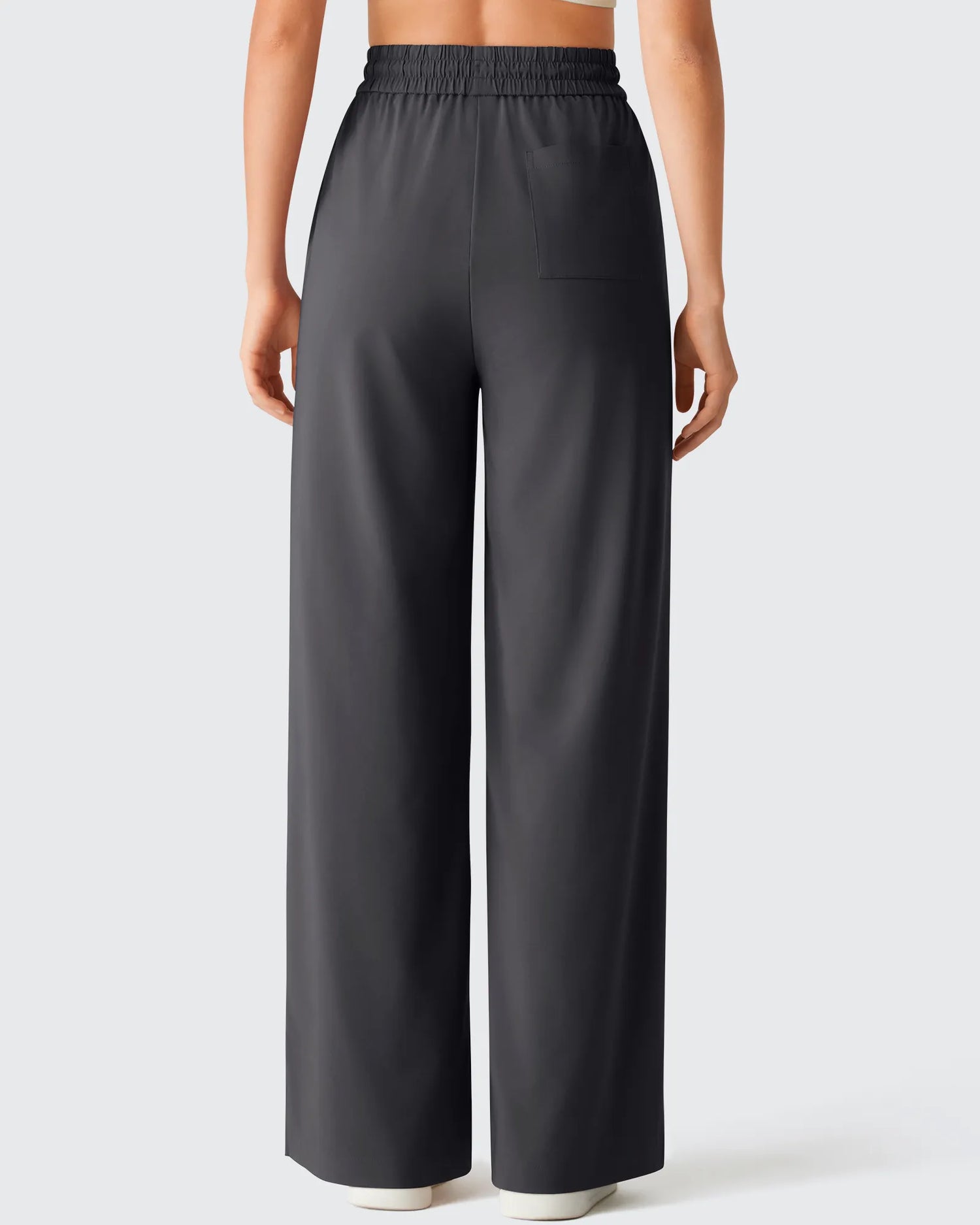 Chillwhisp Drawstring Side Slit Flowy Palazzo Wide Leg Pants