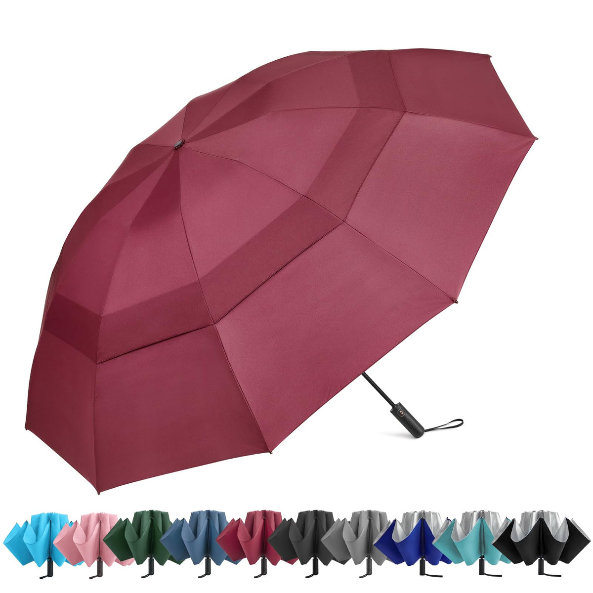 G4Free G4Free 42/46/54/62 Inch 10 Ribs Windproof for Rain Double Canopy Auto Umbrella 