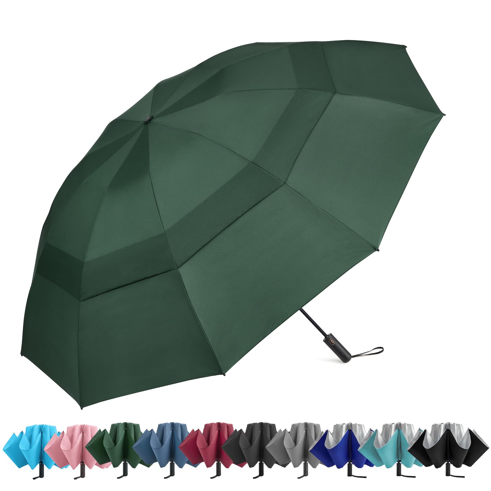 G4Free G4Free 42/46/54/62 Inch 10 Ribs Windproof for Rain Double Canopy Auto Umbrella 
