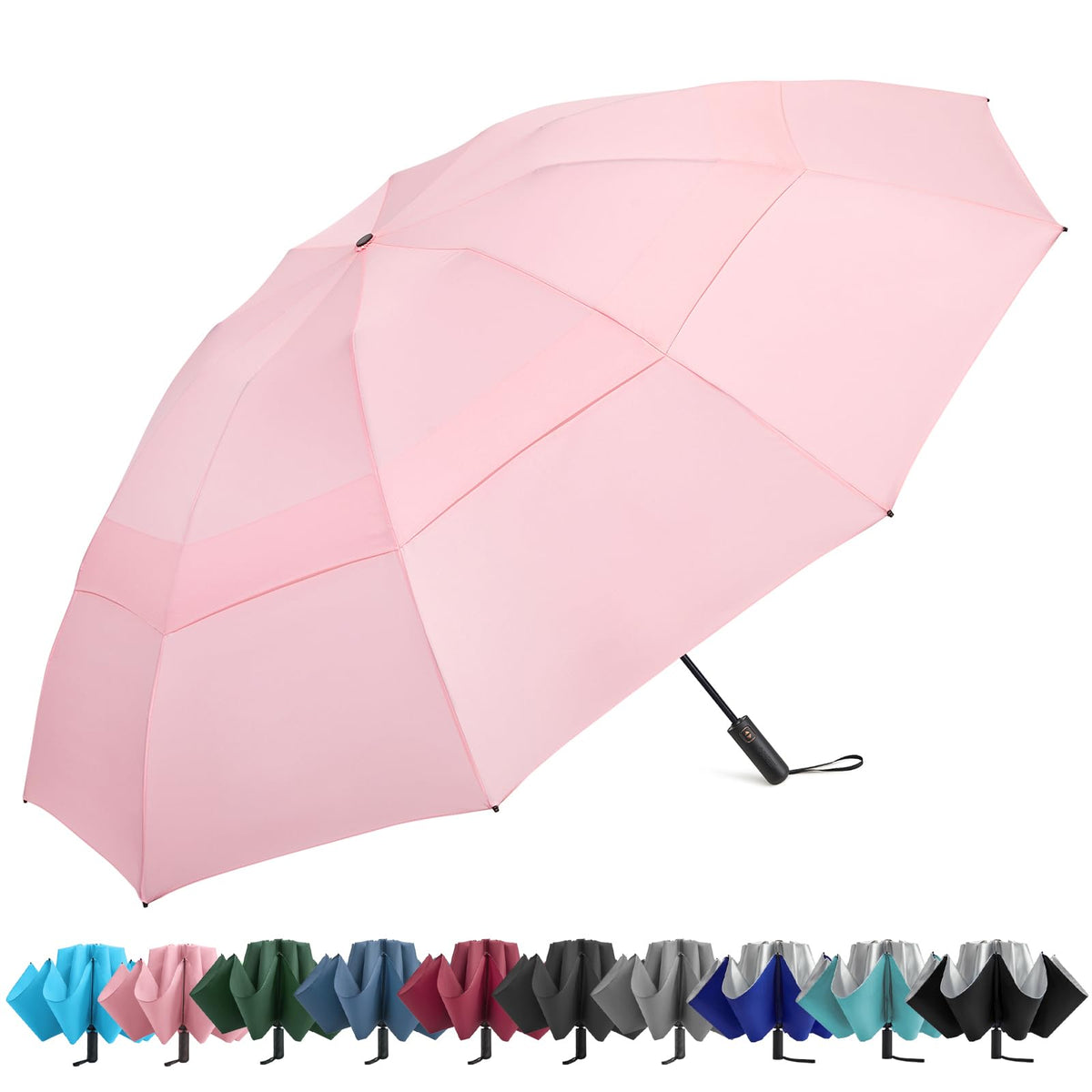 G4Free G4Free 42/46/54/62 Inch 10 Ribs Windproof for Rain Double Canopy Auto Umbrella 
