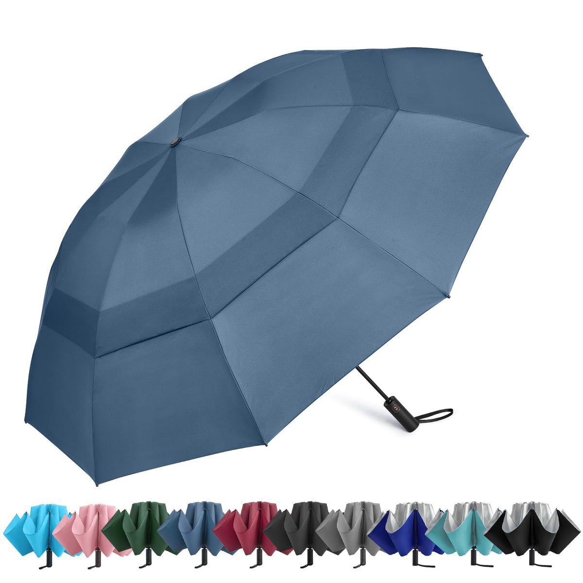 G4Free G4Free 42/46/54/62 Inch 10 Ribs Windproof for Rain Double Canopy Auto Umbrella 