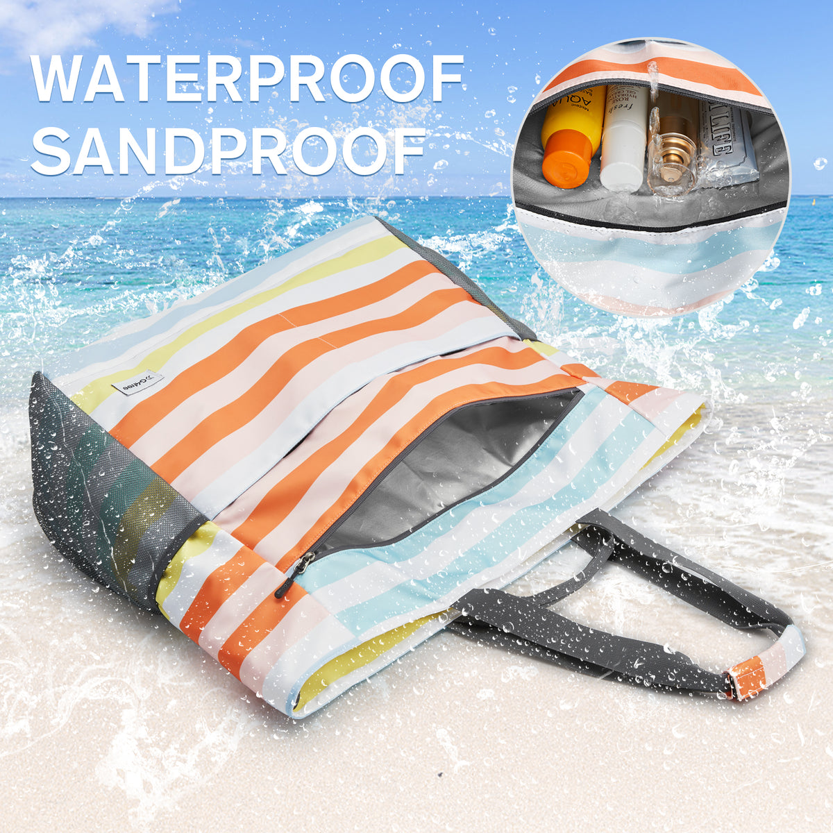 G4Free Waterproof Sandproof Beach Tote Bag for Women Large Capacity Foldable
