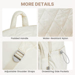 G4Free Small Backpack for Women Puffer Quilted Casual Daypack with Anti-theft Buckle Travel Work(Beige)