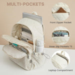 G4Free Small Backpack for Women Puffer Quilted Casual Daypack with Anti-theft Buckle Travel Work(Beige)