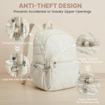 G4Free Small Backpack for Women Puffer Quilted Casual Daypack with Anti-theft Buckle Travel Work(Beige)