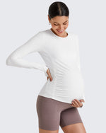G4Free - BareFeel Crew Neck Ruches Maternity Long Sleeve -GF25BY380CA-S-GF25BY380CB-M-GF25BY380CC-L-GF25BY380CD-XL-GF25BY380CE-XXL