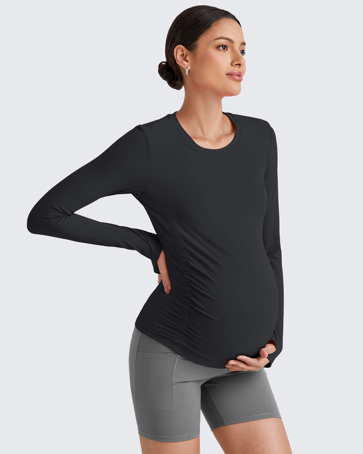 G4Free - BareFeel Crew Neck Ruches Maternity Long Sleeve -GF25BY380CA-S-GF25BY380CB-M-GF25BY380CC-L-GF25BY380CD-XL-GF25BY380CE-XXL