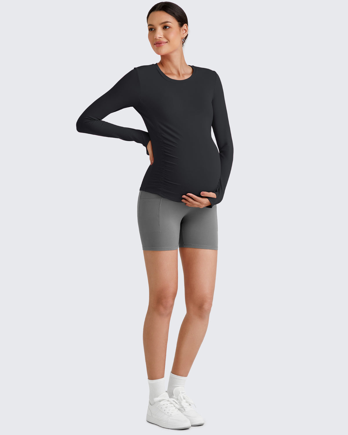 G4Free - BareFeel Crew Neck Ruches Maternity Long Sleeve -GF25BY380CA-S-GF25BY380CB-M-GF25BY380CC-L-GF25BY380CD-XL-GF25BY380CE-XXL