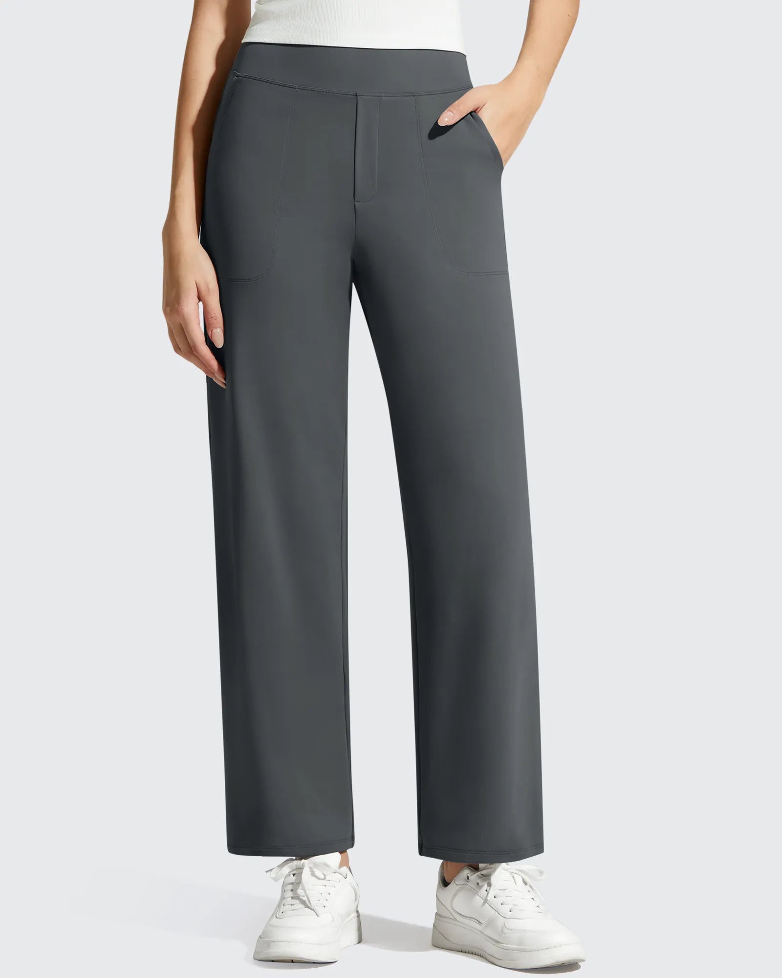 G4Free - BareFeel Faux Fly Ankle Length Casual Dress Pants -GF26J775A001A-S