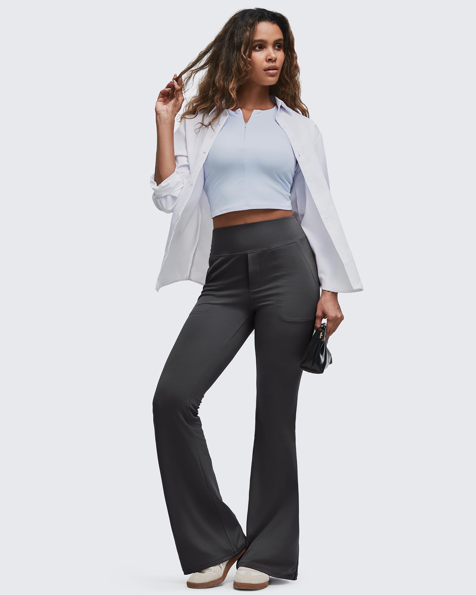 G4Free - BareFeel High Waisted Pockets Flare Dress Pants -GF25A548DF-XS-GF25A549DF-XS-GF25A550DF-XS-GF25A548DA-S-GF25A549DA-S