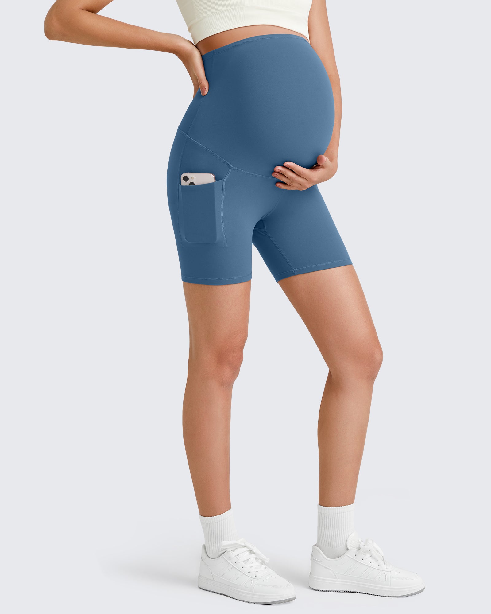G4Free - BareFeel Maternity Athletic Legging Shorts 5'' -GF25AY336AA-S-GF25AY336AB-M-GF25AY336AC-L-GF25AY336AD-XL-GF25AY336AE-XXL
