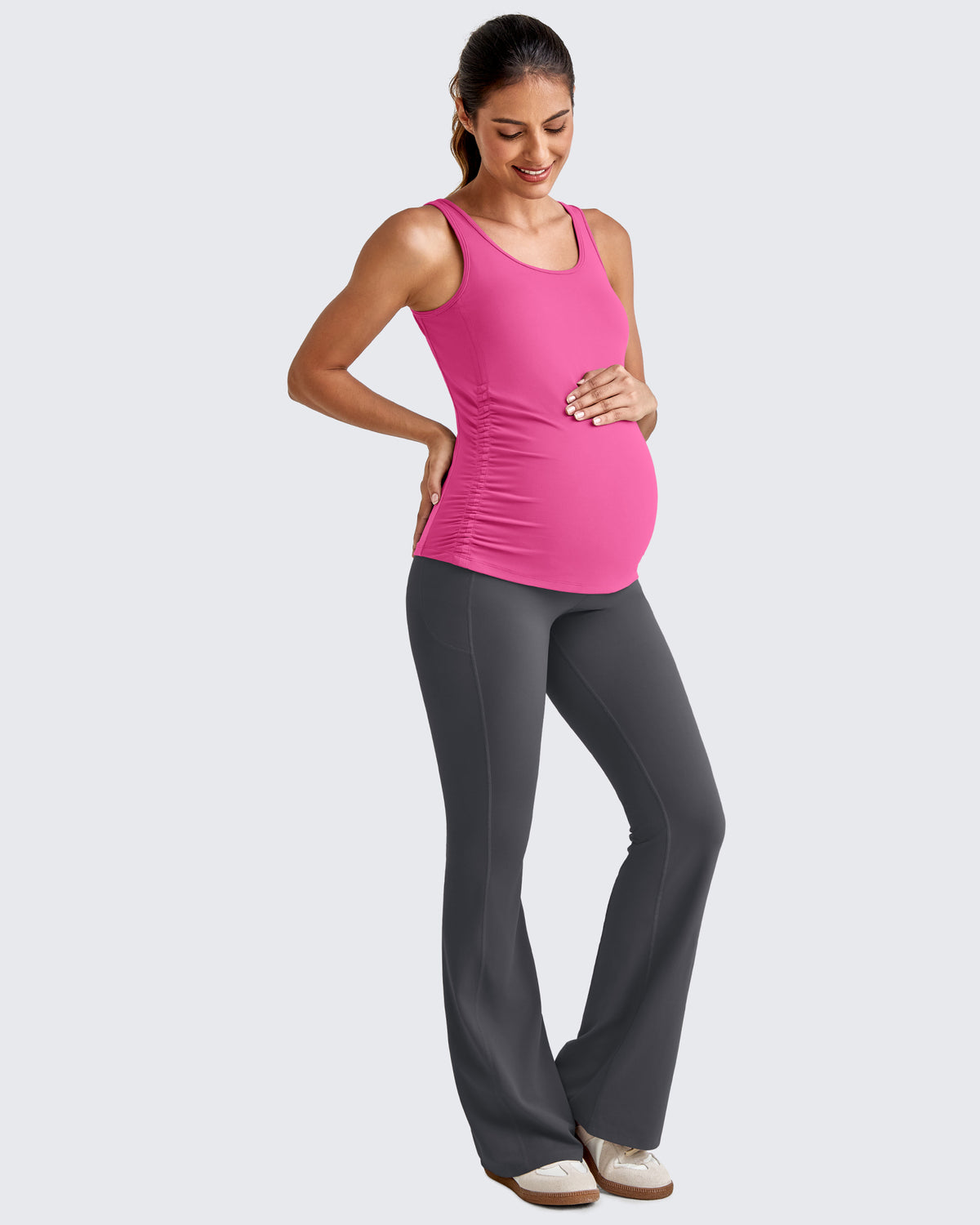 G4Free - BareFeel Ruched Workout Pregnancy Tank -GF25LY405FA-S-GF25LY405FB-M-GF25LY405FC-L-GF25LY405FD-XL-GF25LY405FF-XS