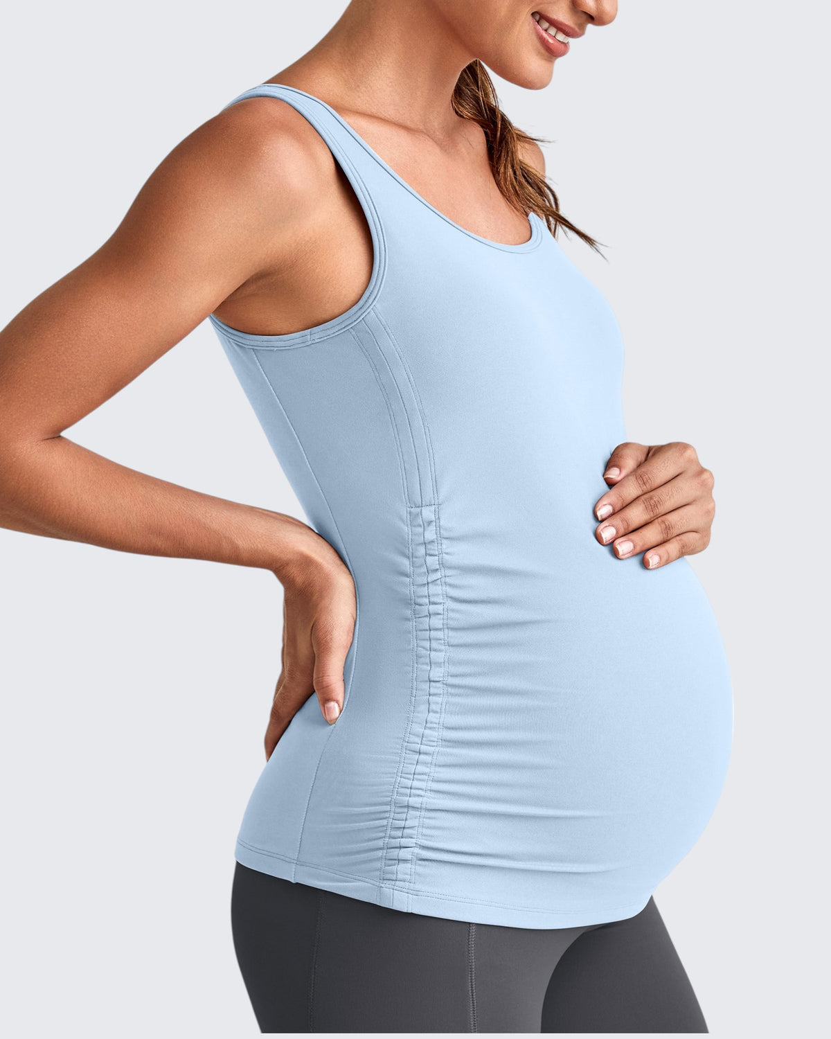 G4Free - BareFeel Ruched Workout Pregnancy Tank -GF25LY405FA-S-GF25LY405FB-M-GF25LY405FC-L-GF25LY405FD-XL-GF25LY405FF-XS