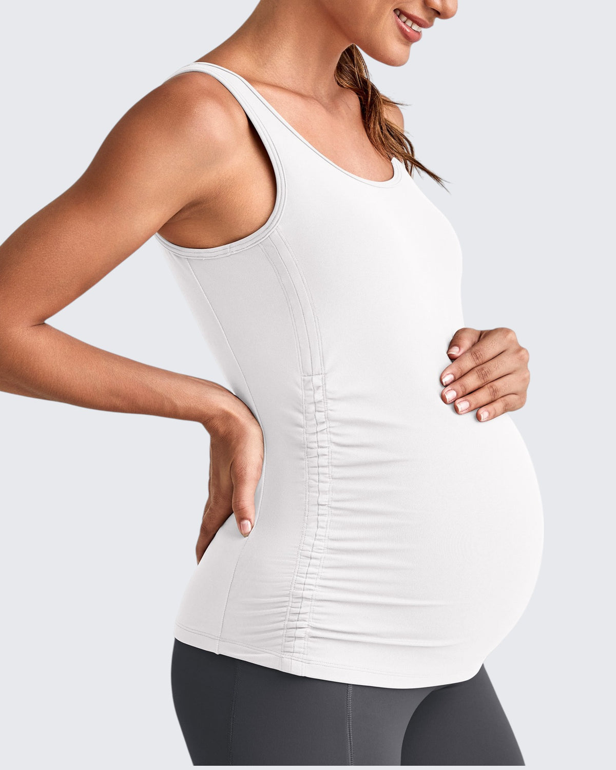 G4Free - BareFeel Ruched Workout Pregnancy Tank -GF25LY405FA-S-GF25LY405FB-M-GF25LY405FC-L-GF25LY405FD-XL-GF25LY405FF-XS