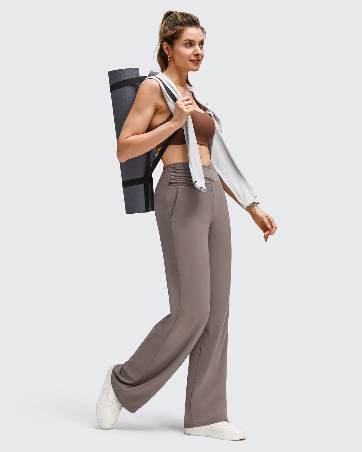 G4Free - BareFeel Side Pleated V Waist Wide Leg Yoga Pants -GF25J596AA-S-GF25J597AA-S-GF25J598AA-S-GF25J596AB-M-GF25J597AB-M