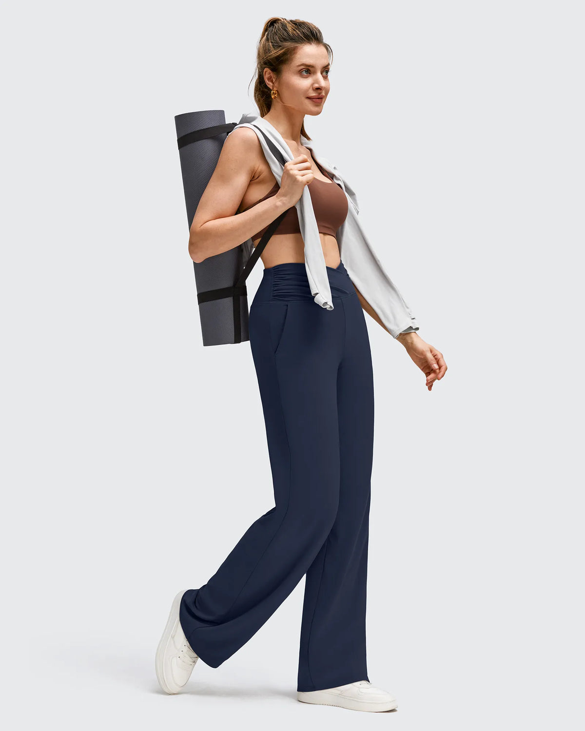 G4Free - BareFeel Side Pleated V Waist Wide Leg Yoga Pants -GF25J596AA-S-GF25J597AA-S-GF25J598AA-S-GF25J596AB-M-GF25J597AB-M