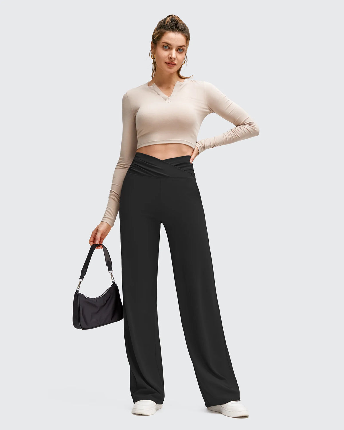 G4Free - BareFeel Side Pleated V Waist Wide Leg Yoga Pants -GF25J596AA-S-GF25J597AA-S-GF25J598AA-S-GF25J596AB-M-GF25J597AB-M