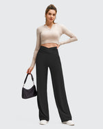 G4Free - BareFeel Side Pleated V Waist Wide Leg Yoga Pants -GF25J596AA-S-GF25J597AA-S-GF25J598AA-S-GF25J596AB-M-GF25J597AB-M