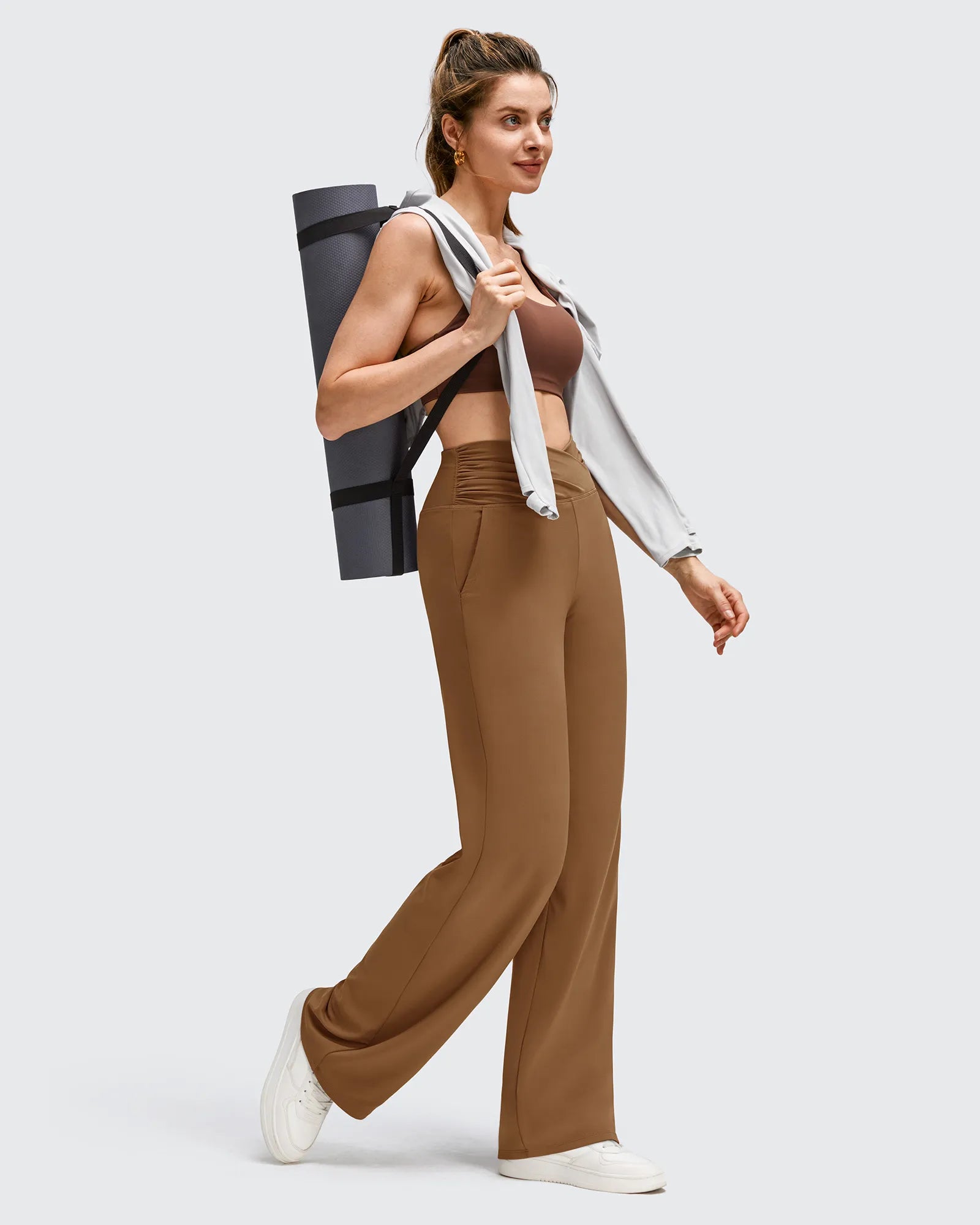 G4Free - BareFeel Side Pleated V Waist Wide Leg Yoga Pants -GF25J596AA-S-GF25J597AA-S-GF25J598AA-S-GF25J596AB-M-GF25J597AB-M