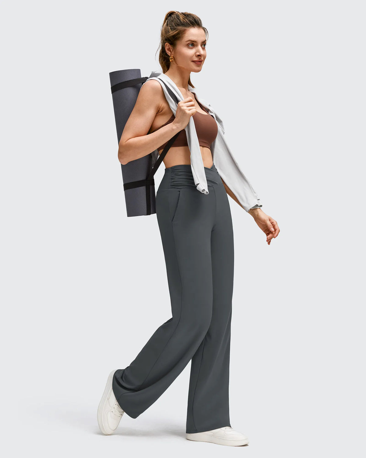 G4Free - BareFeel Side Pleated V Waist Wide Leg Yoga Pants -GF25J596AA-S-GF25J597AA-S-GF25J598AA-S-GF25J596AB-M-GF25J597AB-M