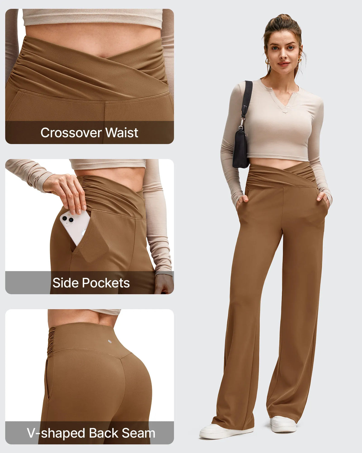 G4Free - BareFeel Side Pleated V Waist Wide Leg Yoga Pants -GF25J596AA-S-GF25J597AA-S-GF25J598AA-S-GF25J596AB-M-GF25J597AB-M