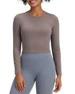 G4Free - BareFeel Slim High Crew Neck Cropped Long Sleeve -GF24B234EA-S
