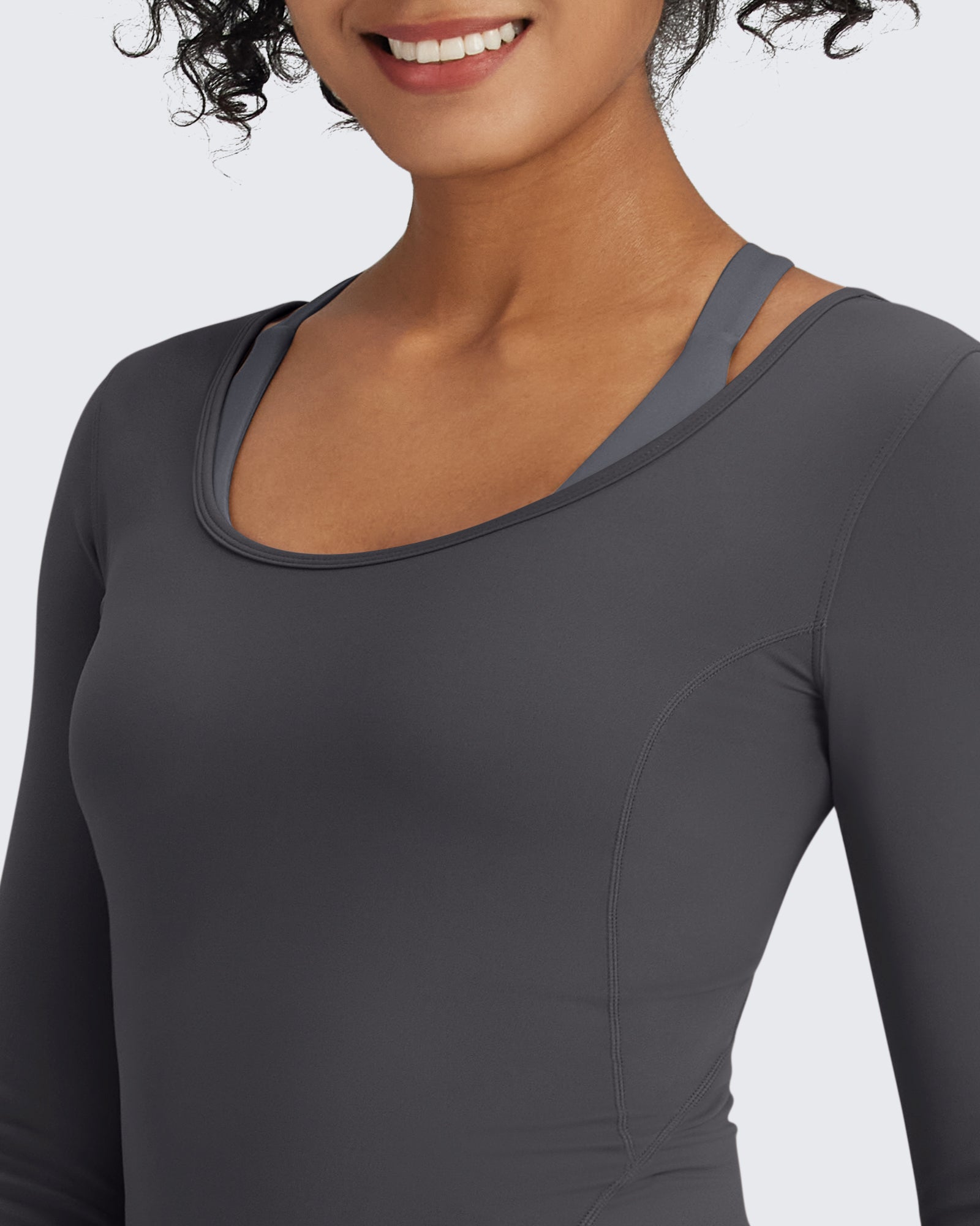 G4Free - BareFeel Slim Scoop Neck Open Back Long Sleeve -GF24B233AA-S