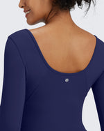 G4Free - BareFeel Slim Scoop Neck Open Back Long Sleeve -GF24B233AA-S-GF24B233AB-M-GF24B233AC-L-GF24B233AD-XL-GF24B233AF-XS