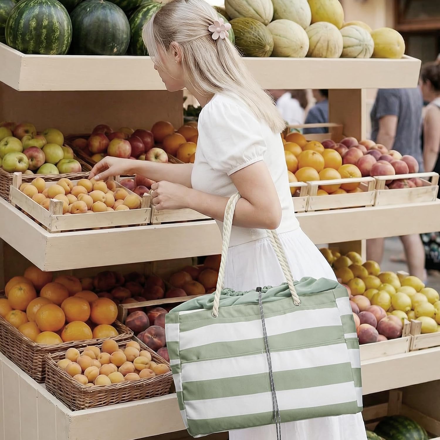 G4Free - Canvas Waterproof Sandproof Large Beach Tote Bags -TN25B597A-TN25B597B-TN25B597C