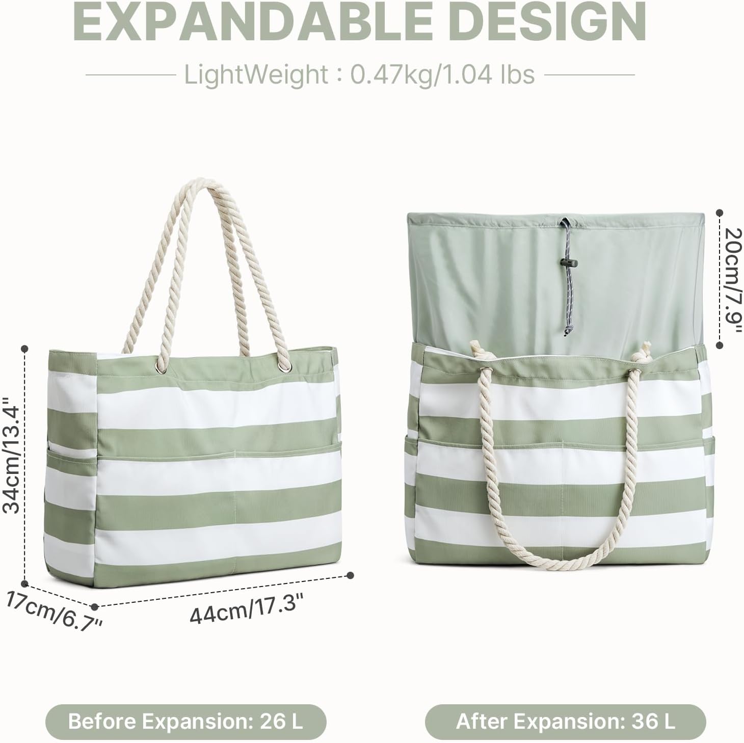 G4Free - Canvas Waterproof Sandproof Large Beach Tote Bags -TN25B597A-TN25B597B-TN25B597C