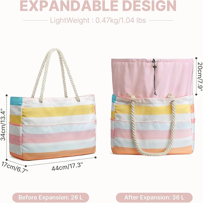 G4Free - Canvas Waterproof Sandproof Large Beach Tote Bags -TN25B597A-TN25B597B-TN25B597C