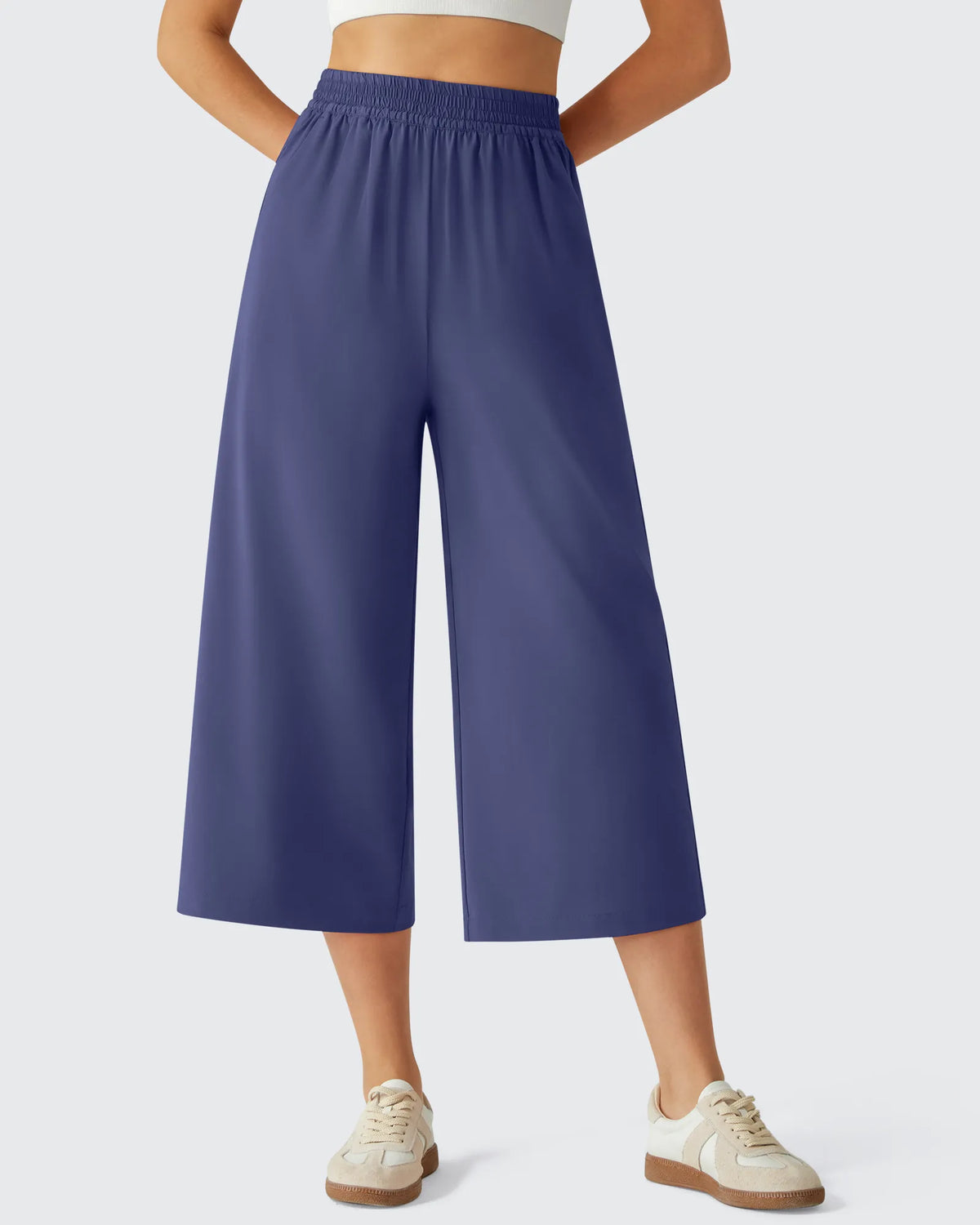 G4Free - Chillwhisp Elastic Waist Flowy Wide Leg Capri Pants 20'' -GF26J866D019A-S-GF26J866D019B-M-GF26J866D019C-L-GF26J866D019D-XL-GF26J866D019E-XXL