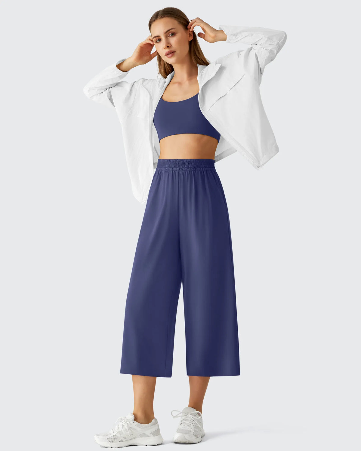 G4Free - Chillwhisp Elastic Waist Flowy Wide Leg Capri Pants 20'' -GF26J866D019A-S-GF26J866D019B-M-GF26J866D019C-L-GF26J866D019D-XL-GF26J866D019E-XXL