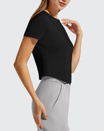 G4Free - Cropped Crewneck Relaxed Fit Short Sleeve Tops -GF26K885A001A-S-GF26K885A001B-M-GF26K885A001C-L-GF26K885A001D-XL-GF26K885A001E-XXL