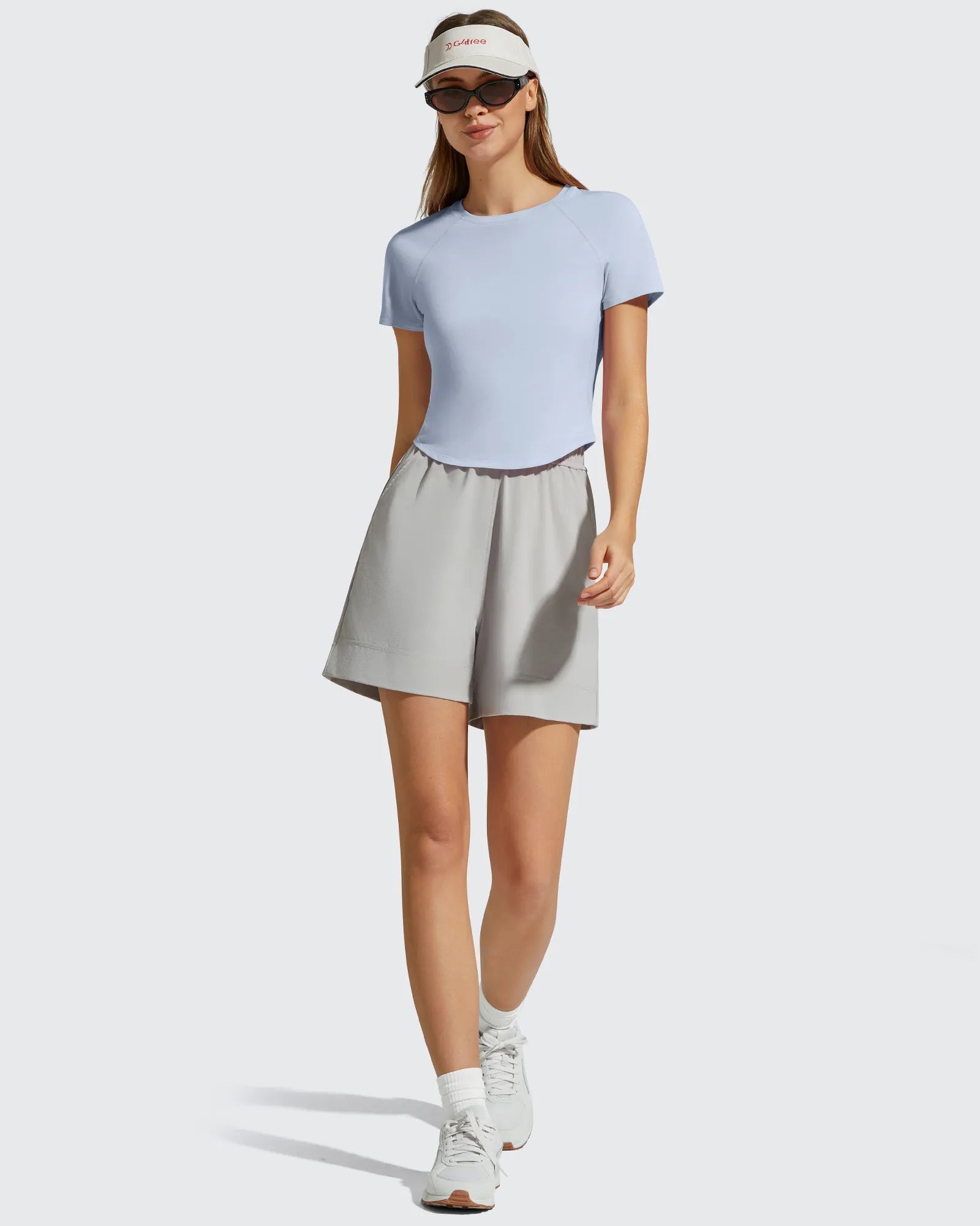 G4Free - Cropped Crewneck Relaxed Fit Short Sleeve Tops -GF26K885A001A-S-GF26K885A001B-M-GF26K885A001C-L-GF26K885A001D-XL-GF26K885A001E-XXL