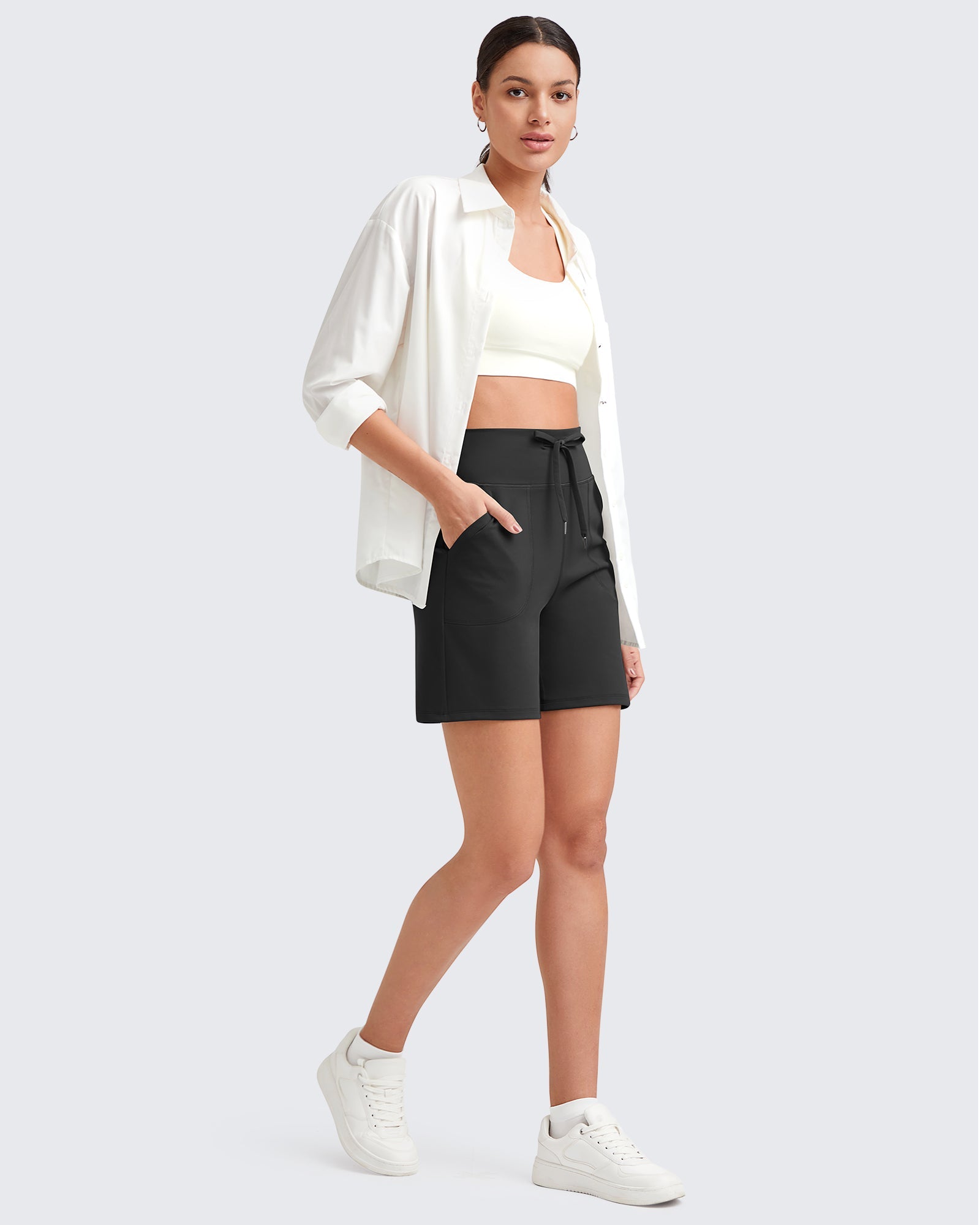 G4Free - EverGoing Bermuda Drawstring High-Waist Athletic Shorts -GF25E308AF-XS-GF25E308AA-S-GF25E308AB-M-GF25E308AC-L-GF25E308AD-XL