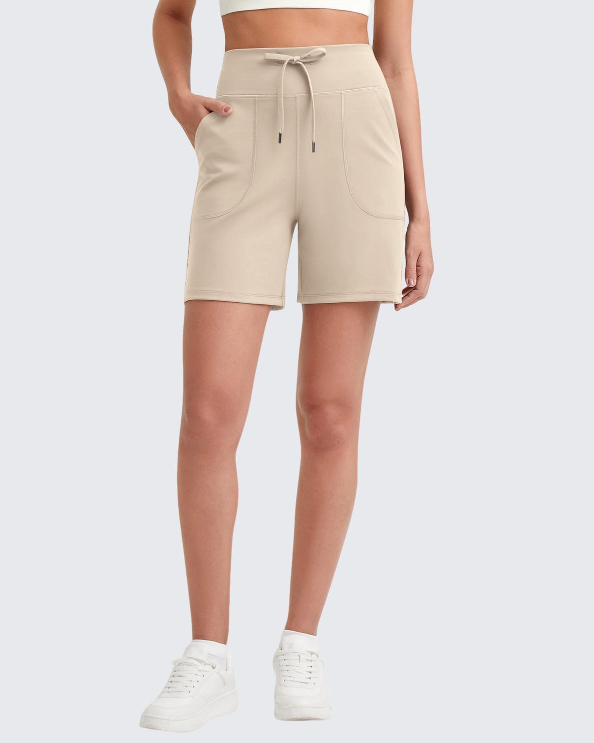 G4Free - EverGoing Bermuda Drawstring High-Waist Athletic Shorts -GF25E308AF-XS-GF25E308AA-S-GF25E308AB-M-GF25E308AC-L-GF25E308AD-XL