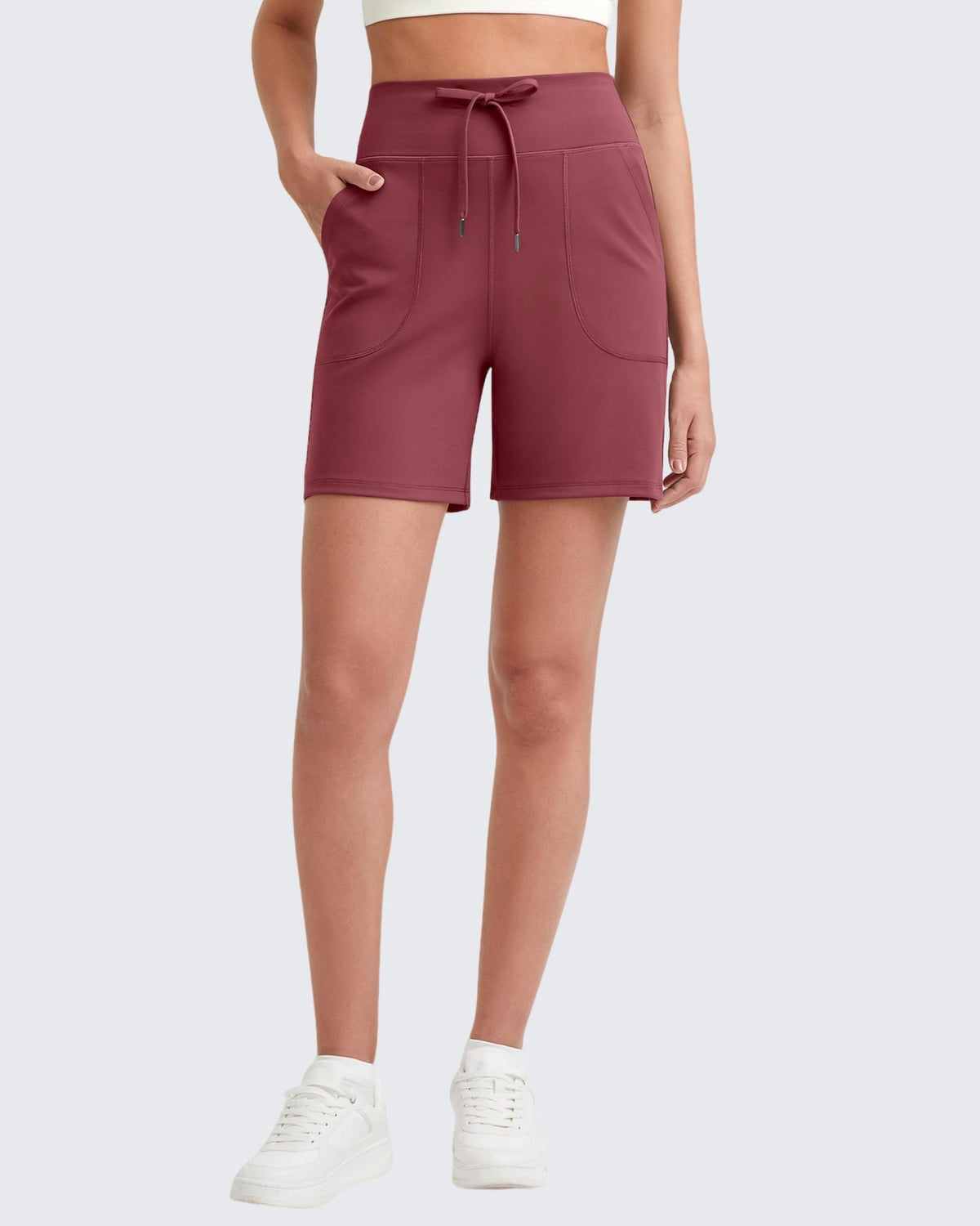 G4Free - EverGoing Bermuda Drawstring High-Waist Athletic Shorts -GF25E308AF-XS-GF25E308AA-S-GF25E308AB-M-GF25E308AC-L-GF25E308AD-XL