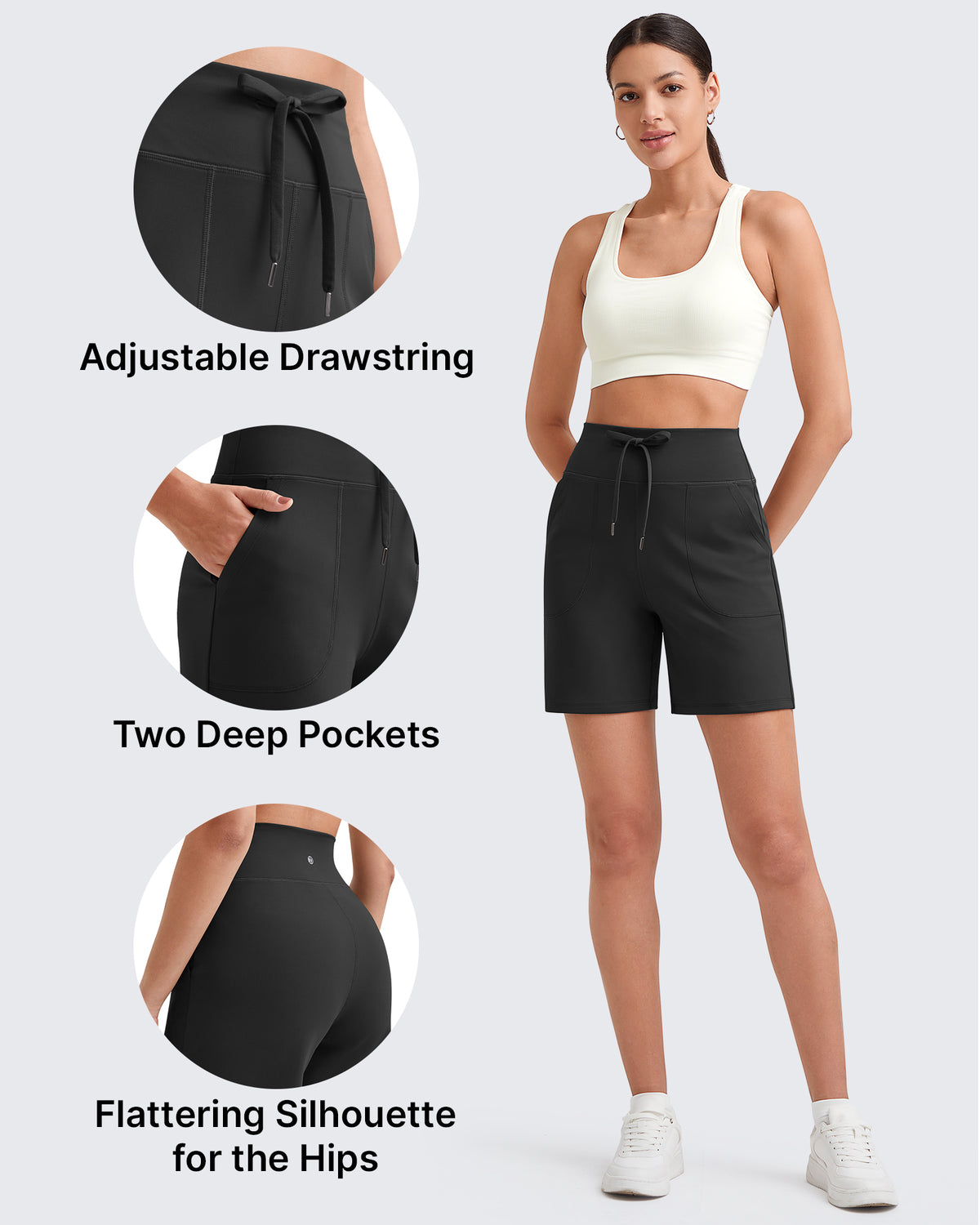 G4Free - EverGoing Bermuda Drawstring High-Waist Athletic Shorts -GF25E308AF-XS-GF25E308AA-S-GF25E308AB-M-GF25E308AC-L-GF25E308AD-XL
