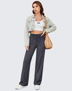 G4Free - EverGoing Business Casual High-Waist Wide Leg Pants Petite -GF23J189AF-XS-GF23J189AA-S-GF23J189AB-M-GF23J189AC-L-GF23J189AD-XL