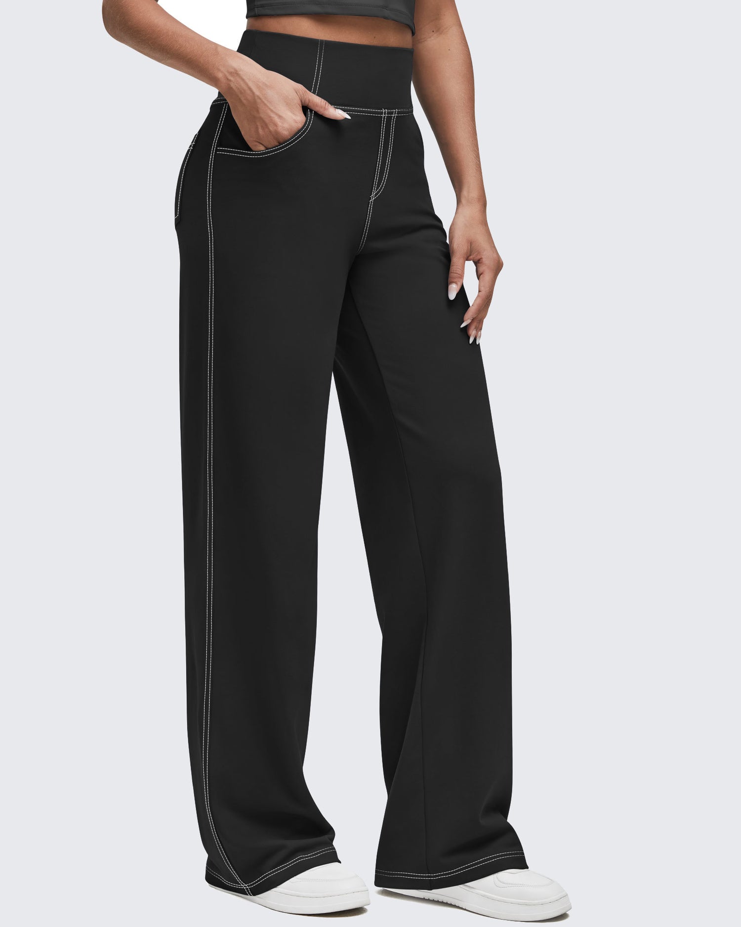 G4Free - EverGoing Contrast Stitch High-Waist Wide Leg Pants -GF25J581AA-S-GF25J582AA-S-GF25J583AA-S-GF25J581AB-M-GF25J582AB-M
