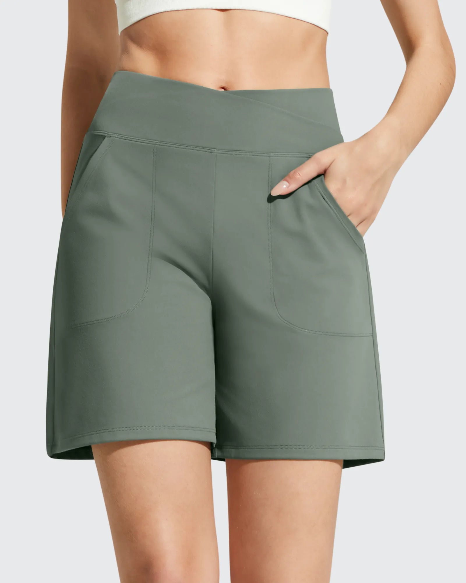 G4Free - EverGoing Cross Waist Pockets Athletic Shorts 6'' -GF26E784A001F-XS