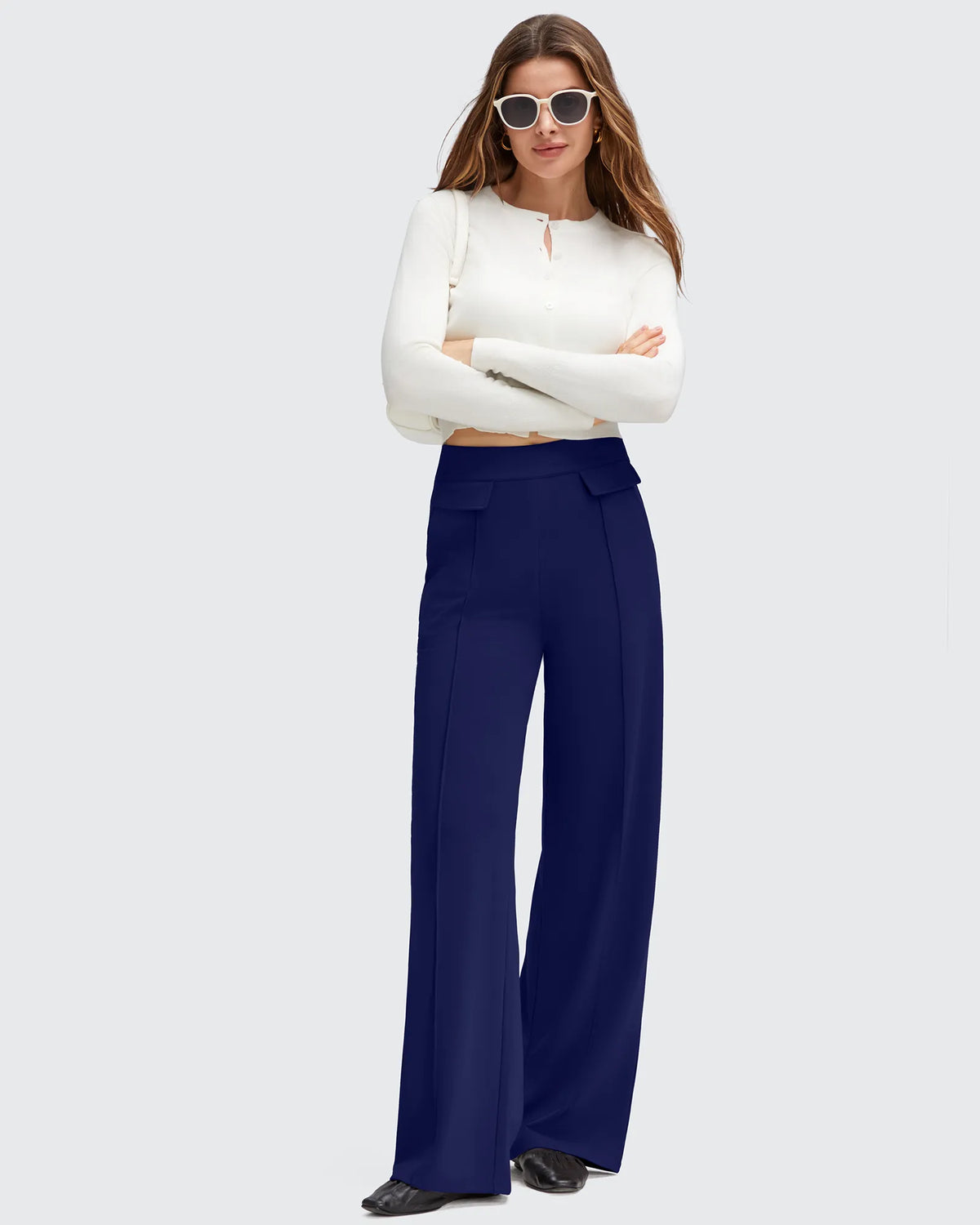 G4Free - EverGoing Flap Pockets Wide Leg Dressy Pants -GF25J640AA-S-GF25J641AA-S-GF25J642AA-S-GF25J640AB-M-GF25J641AB-M