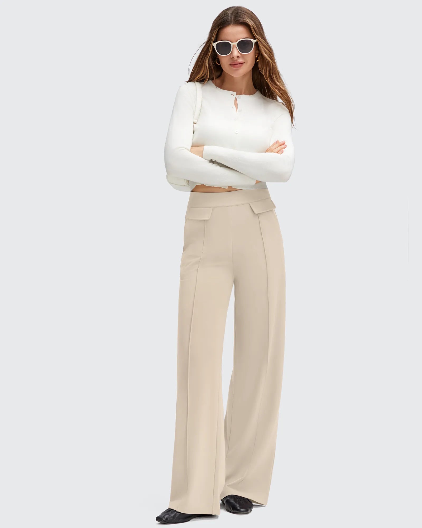 G4Free - EverGoing Flap Pockets Wide Leg Dressy Pants -GF25J640AA-S-GF25J641AA-S-GF25J642AA-S-GF25J640AB-M-GF25J641AB-M