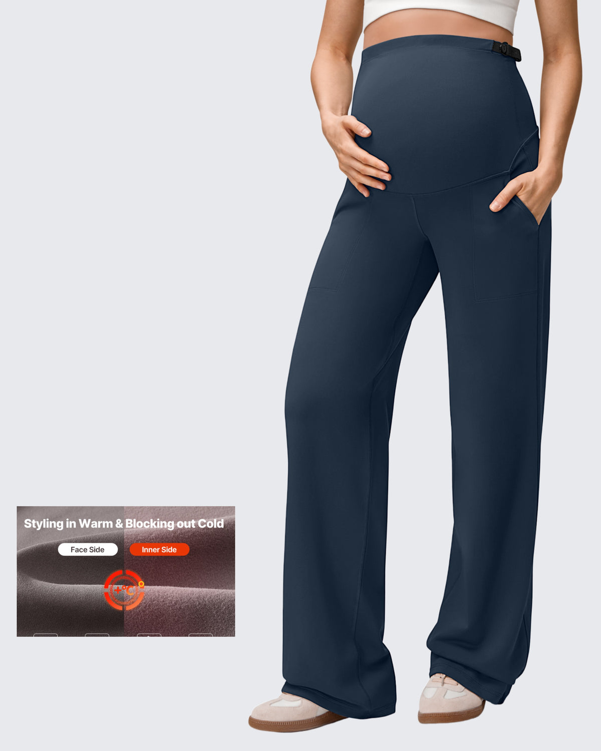 G4Free - EverGoing Fleece Lined Maternity Wide Leg Pants -GF25JY599AF-XS