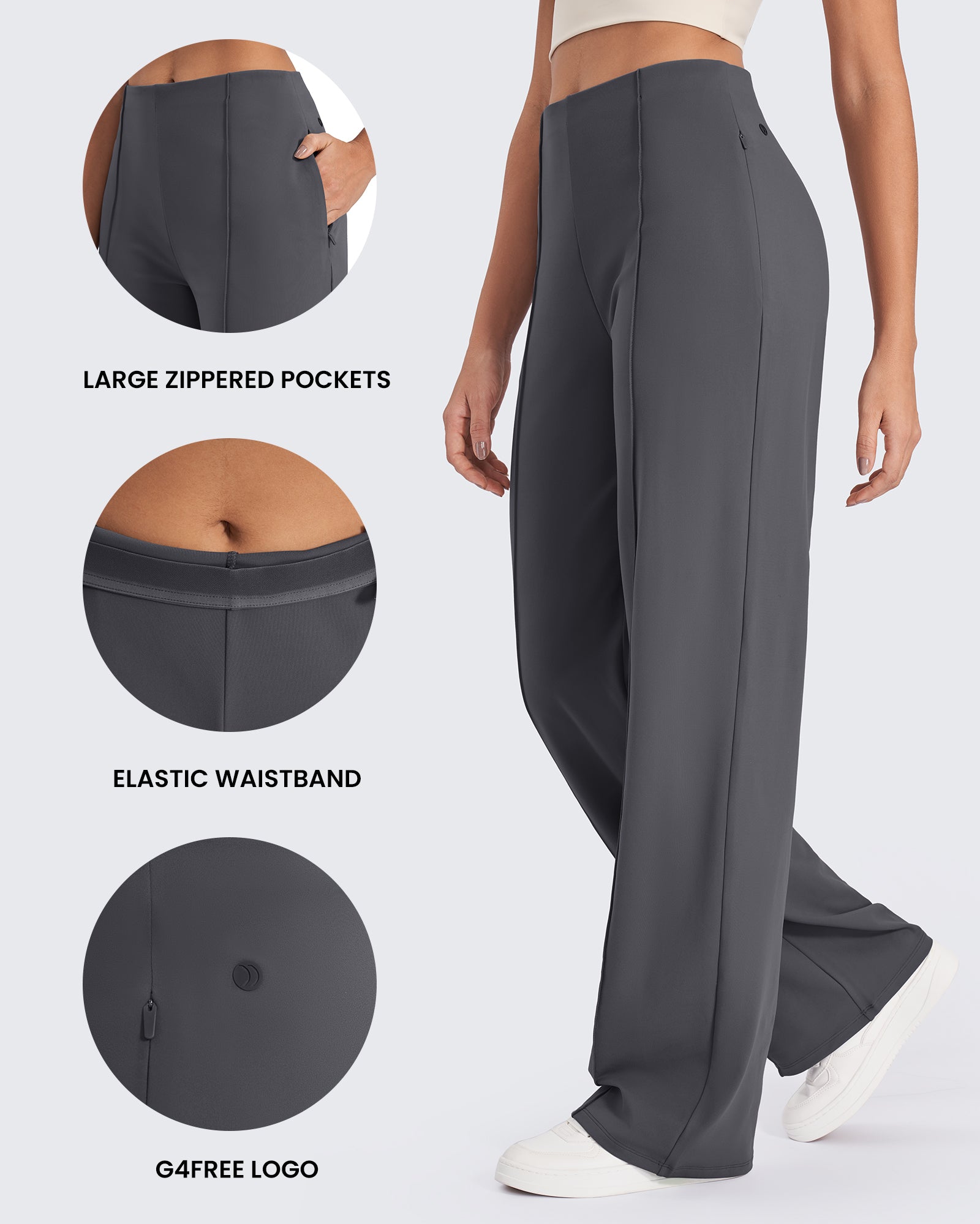 G4Free - EverGoing Front Pleats Wide Leg Pants -GF24J276AA-S