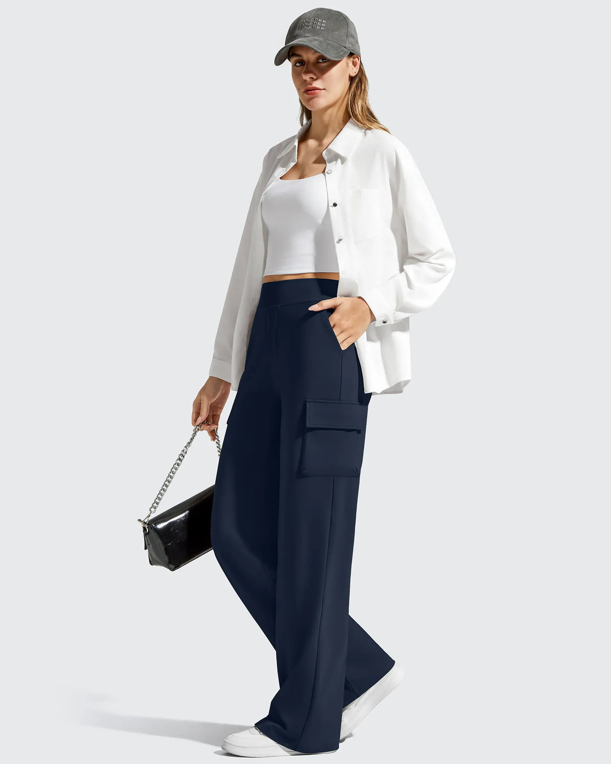 G4Free - EverGoing High-Waist 4 Pockets Wide Leg Cargo Pants -GF26J798A001A-S-GF26J799A001A-S-GF26J800A001A-S-GF26J798A001B-M-GF26J799A001B-M